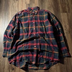 Ralph Lauren Big Shirt Men's Plaid Button Down Long Sleeve Cotton Size Medium‎